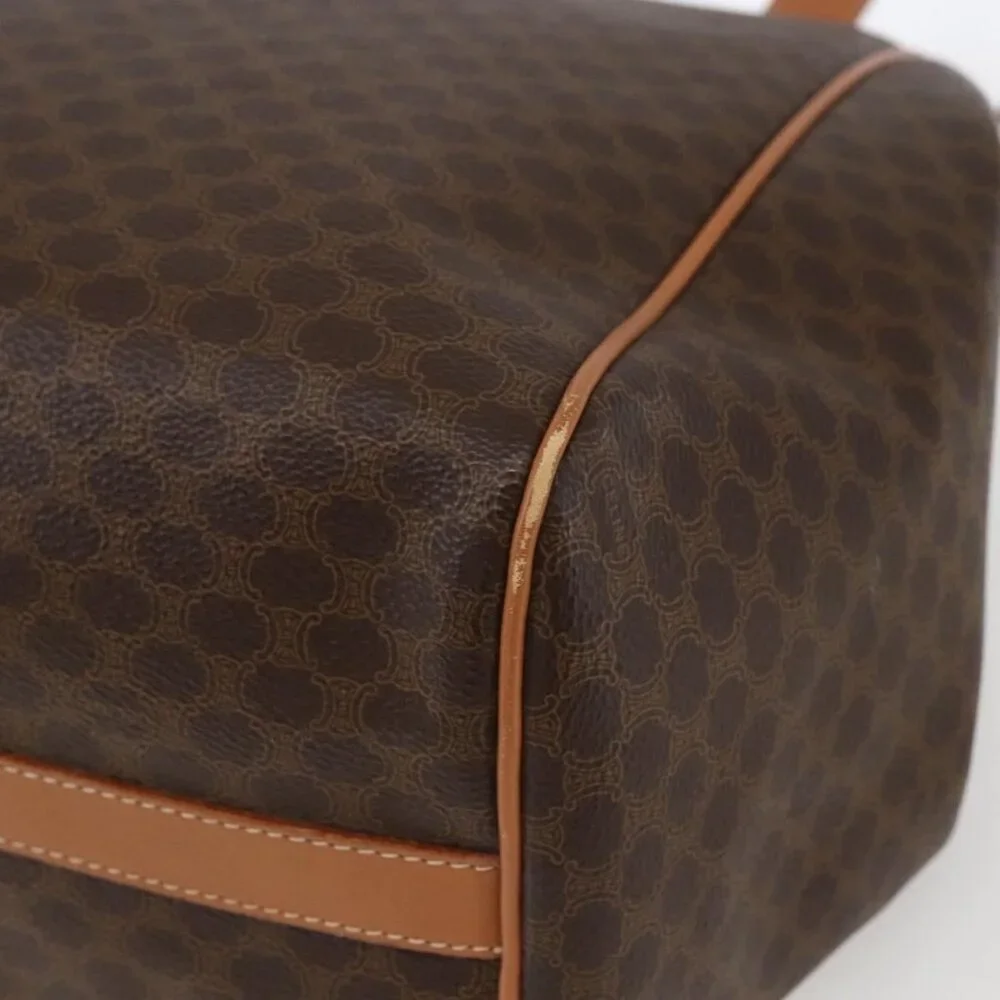 Authentic CELINE Macadam Canvas Shoulder Bag PVC Leather Brown Gold - Picture 2 of 16